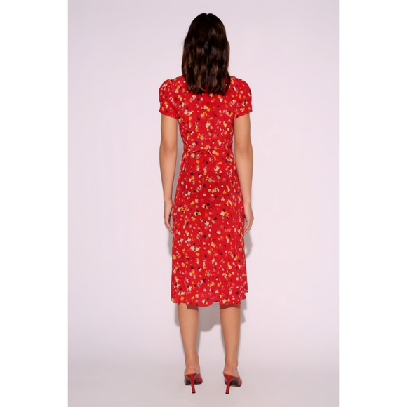REALISATION PAR The Teale Dress In Rouge Fleur Red Floral L Large - Picture 2 of 16